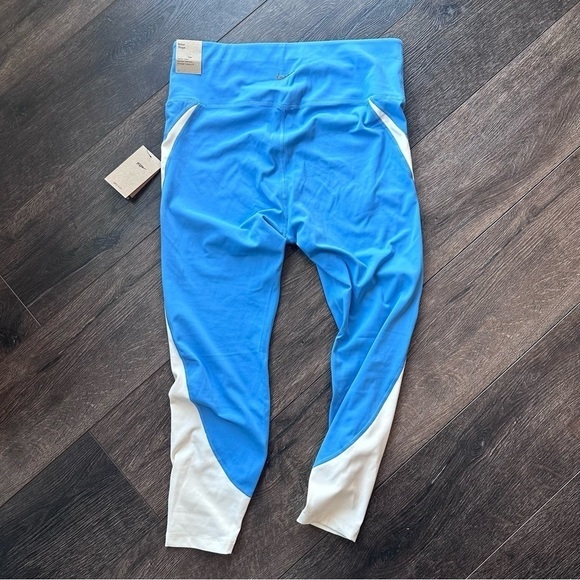 Nike Yoga 1X cropped novelty leggings Dri fit blue white 7/8 length high waist - Picture 9 of 9
